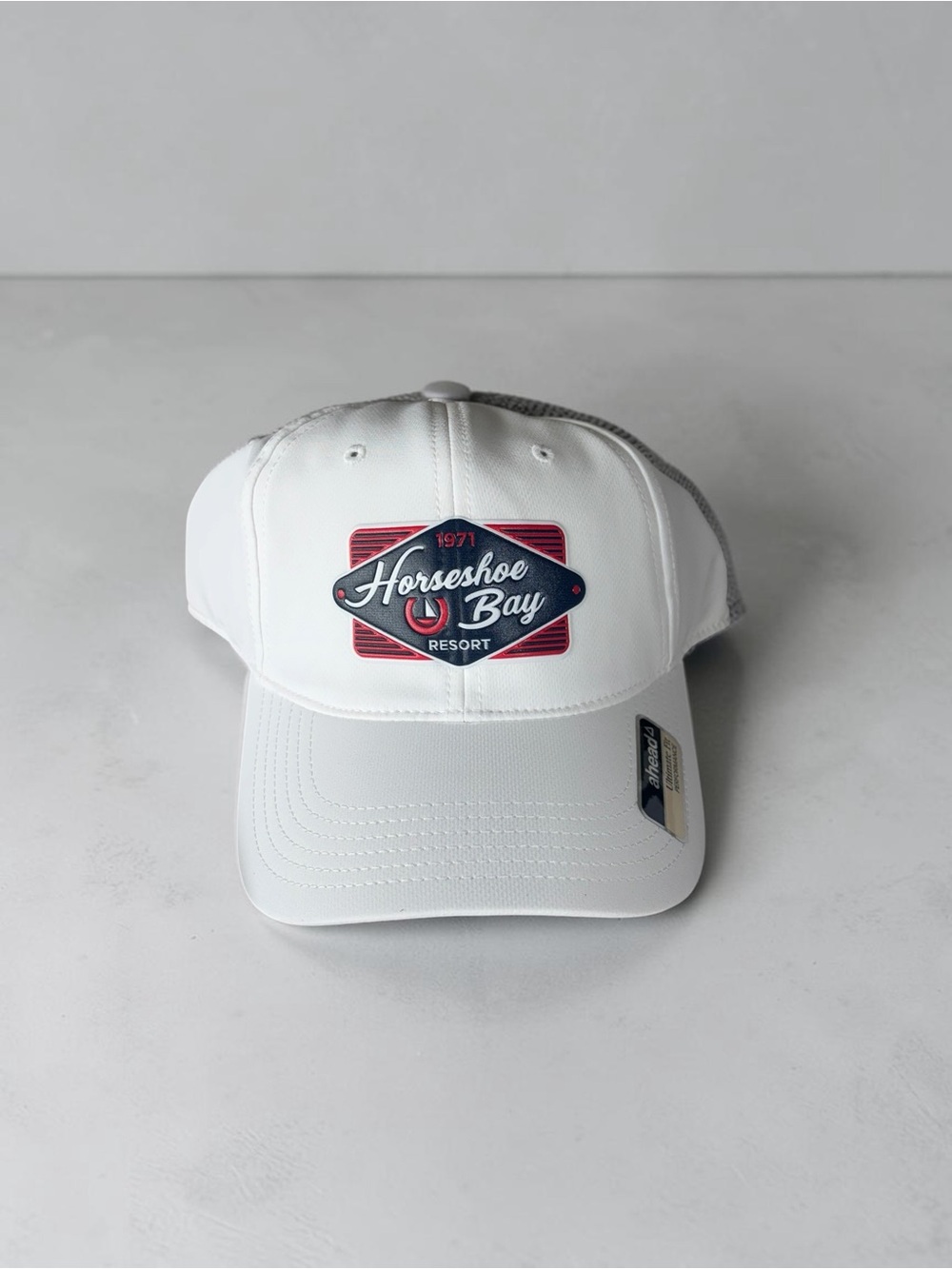 Horseshoe Bay Resort White Mesh Back Trucker Hat